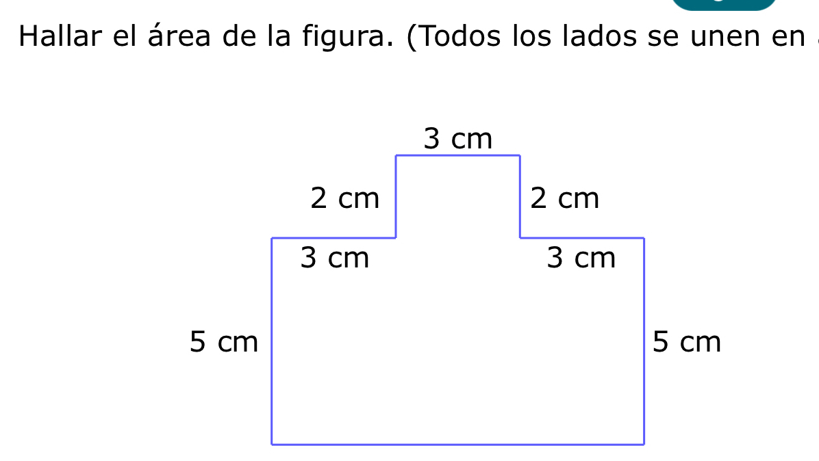 Hallar el área de la figura. (Todos los lados se unen en