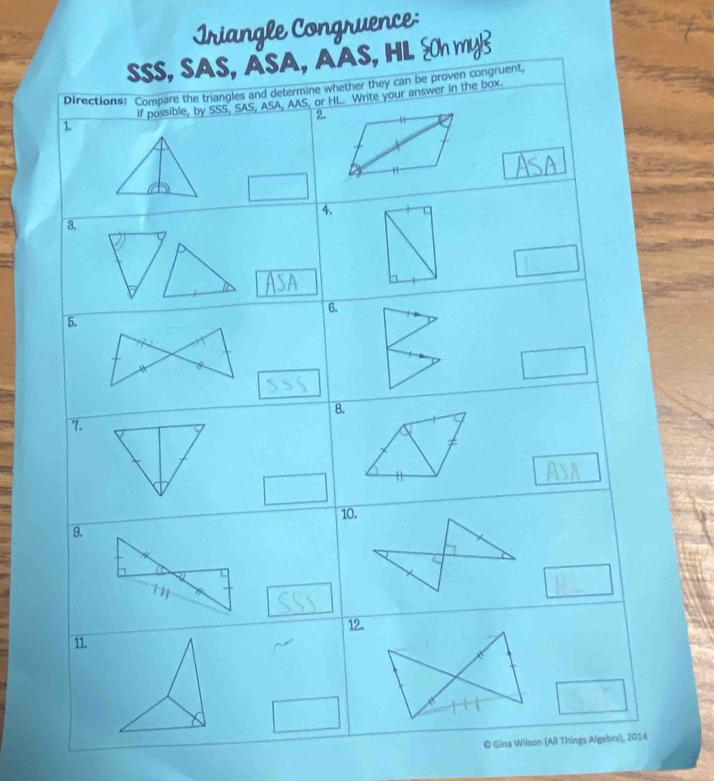 Iriangle Congruence: 
© Gina Wilson , 2014