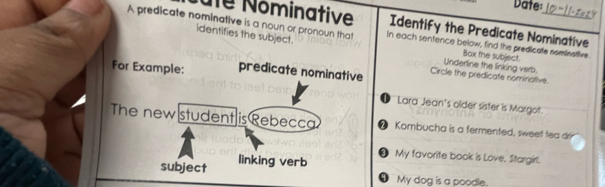 Solved: Date: ute Nominative Identify the Predicate Nominative A ...