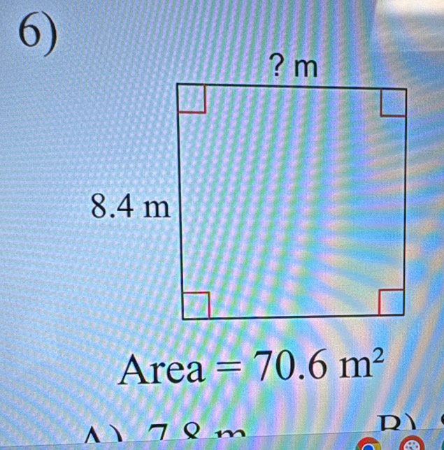 Area =70.6m^2
Λ  7 8 m
D