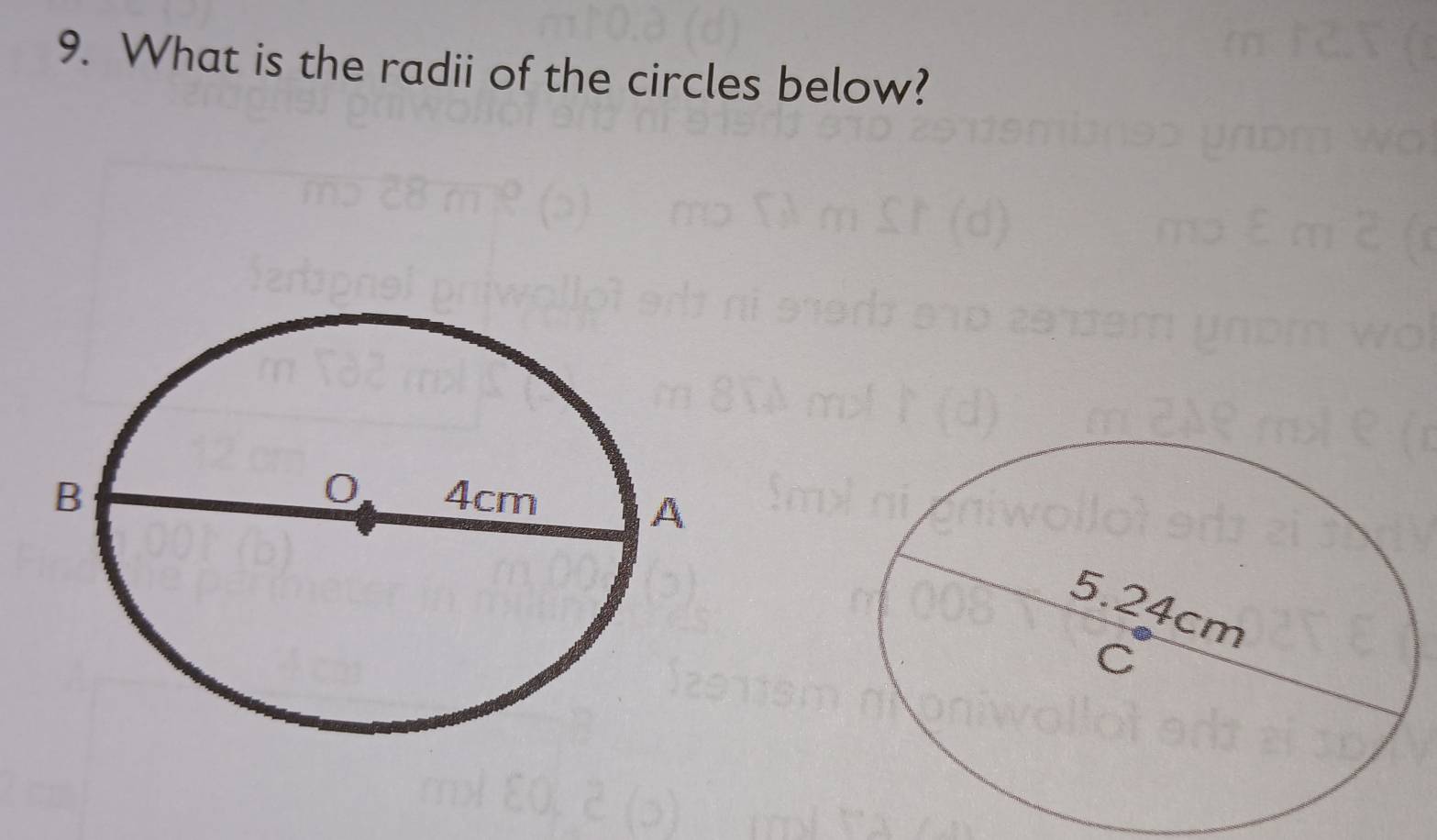 What is the radii of the circles below?