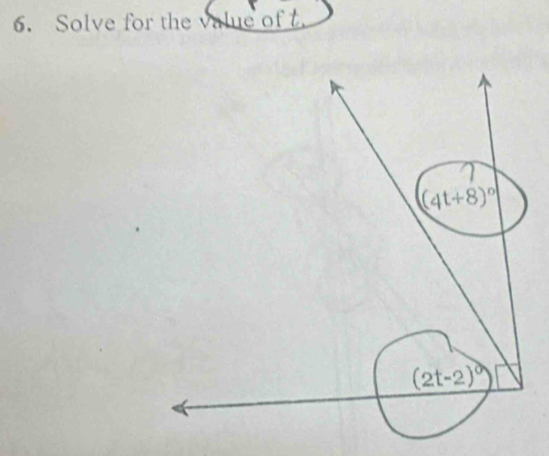 Solve for the value of t