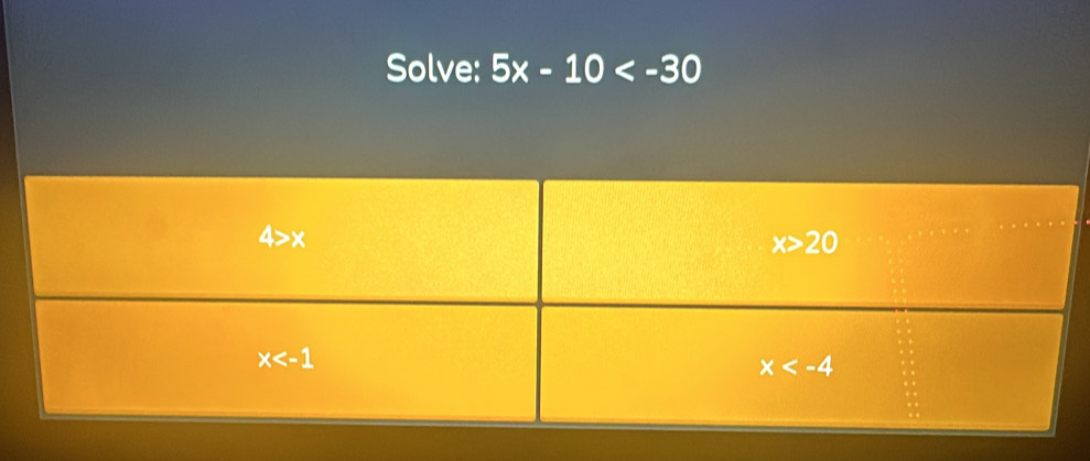 Solve: 5x-10