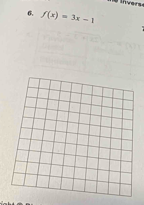 inverse 
6. f(x)=3x-1