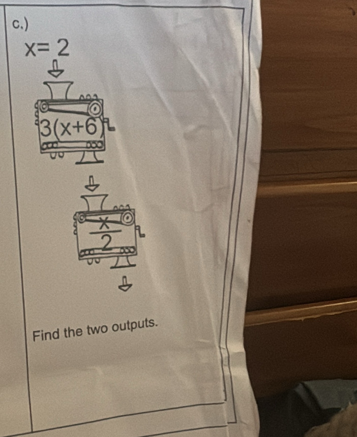 )
x=2
3(x+6)^circ 
to 
Find the two outputs.