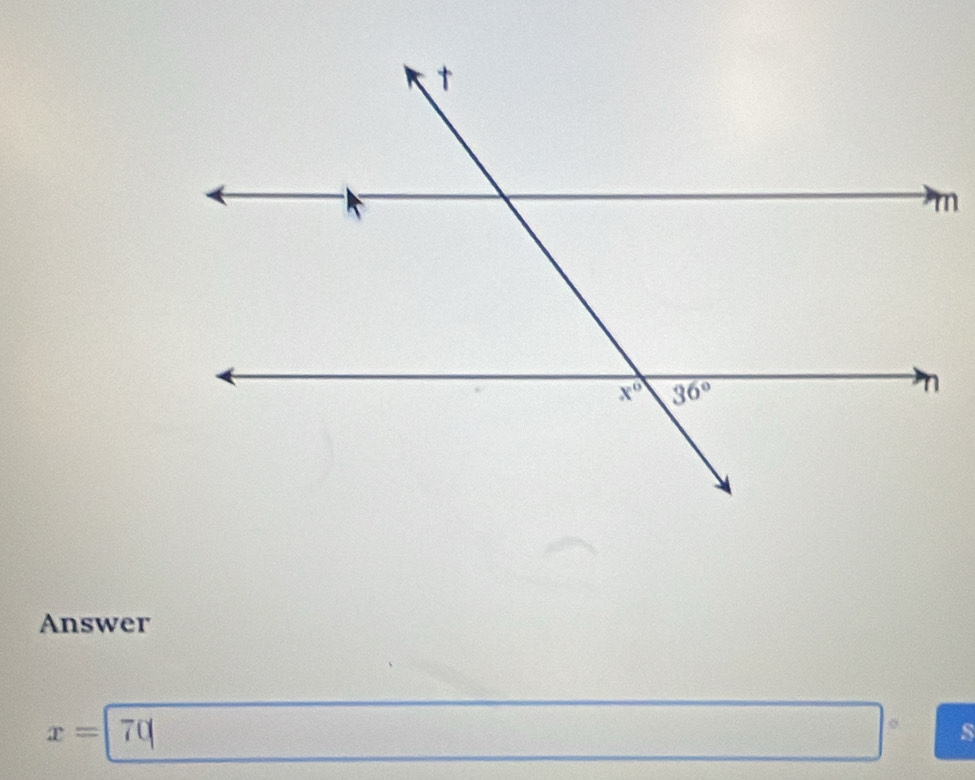 Answer
x=| 70
o s