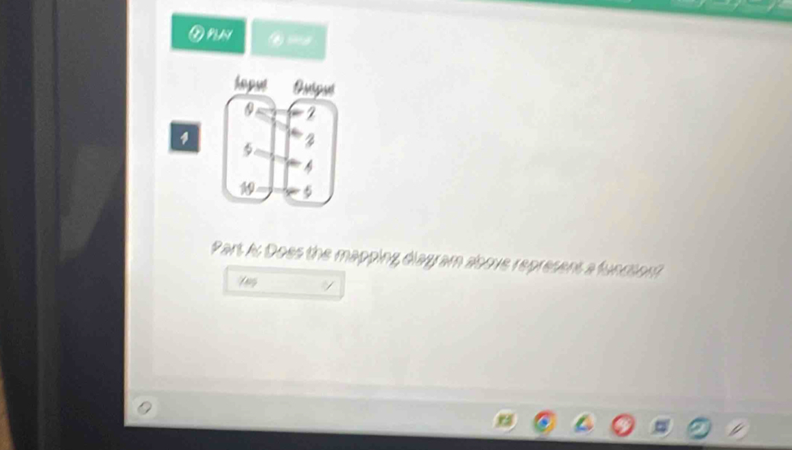 hmpue
2
1
5
2
A
1 5
Part A: Does the mapping diagram above represent a funcsort 
Yeg