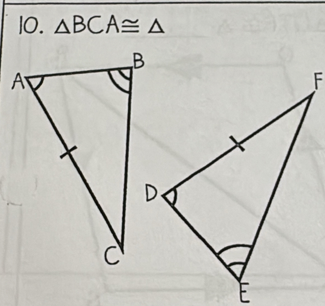 l0. △ BCA≌ △