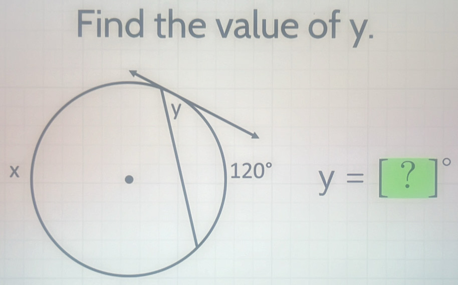 Find the value of y.
y= :[?]^circ 