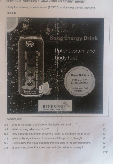 Solved: ANALYSING AN ADVERTISEMENT Study the following advertisement ...