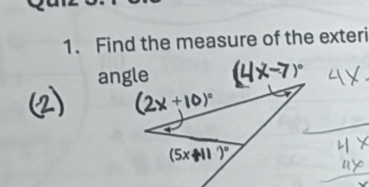 Find the measure of the exteri