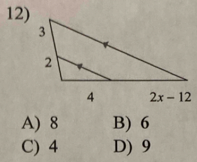 A) 8 B) 6
C) 4 D) 9