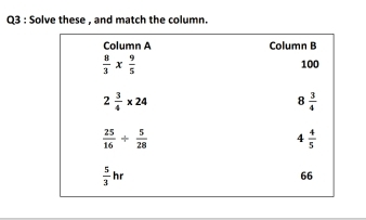 Solve these , and match the column.