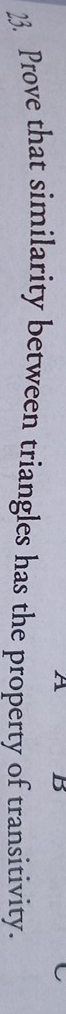 A B
23. Prove that similarity between triangles has the property of transitivity.