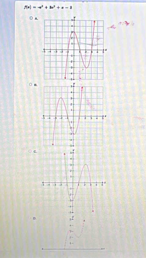 f(x)=-x^2+3x^2+x-8
A. 
B. 
C. 
D.