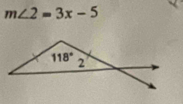 m∠ 2=3x-5