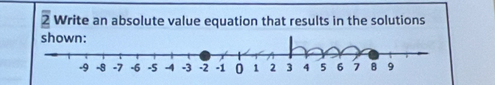 Write an absolute value equation that results in the solutions