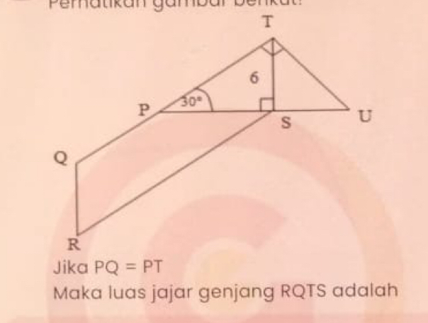 Pematikan gambar bém
Maka luas jajar genjang RQTS adalah