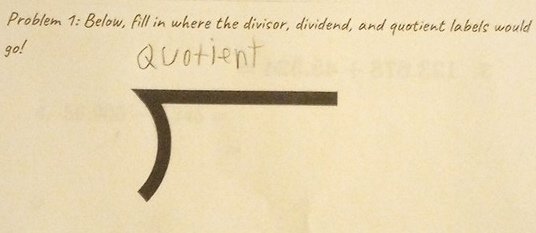 fill in where the divisor, dividend, an bls wo u
beginarrayr encloselongdiv endarray