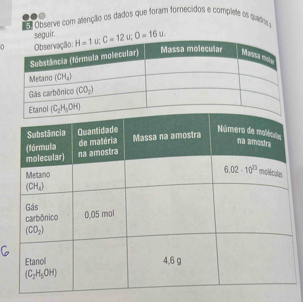 Observe com atenção os dados que foram fornecidos e complete os quadros a
seguir.
0