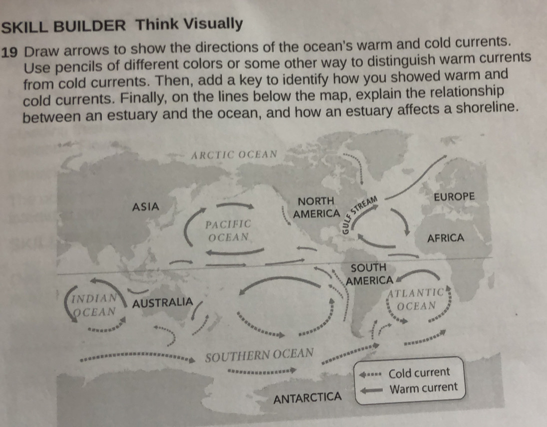 Solved: SKILL BUILDER Think Visually 19 Draw arrows to show the directions  of the ocean's warm an [Others], image size:1095x856