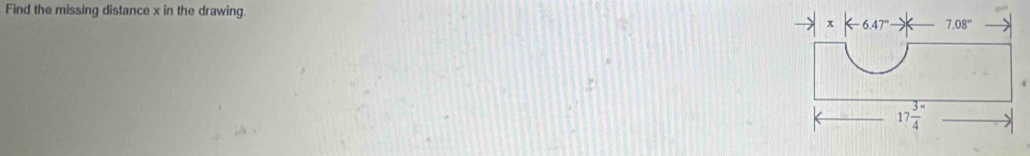 Find the missing distance x in the drawing.