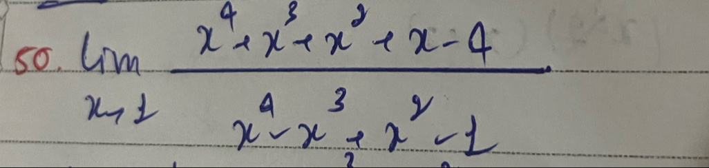 limlimits _xto 1 (x^4+x^3+x^2-4)/x^4-x^3+x^2-1 