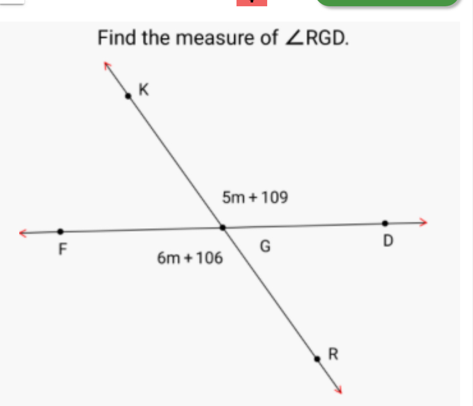 Find the measure of ∠ RGD.