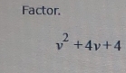 Factor.
v^2+4v+4