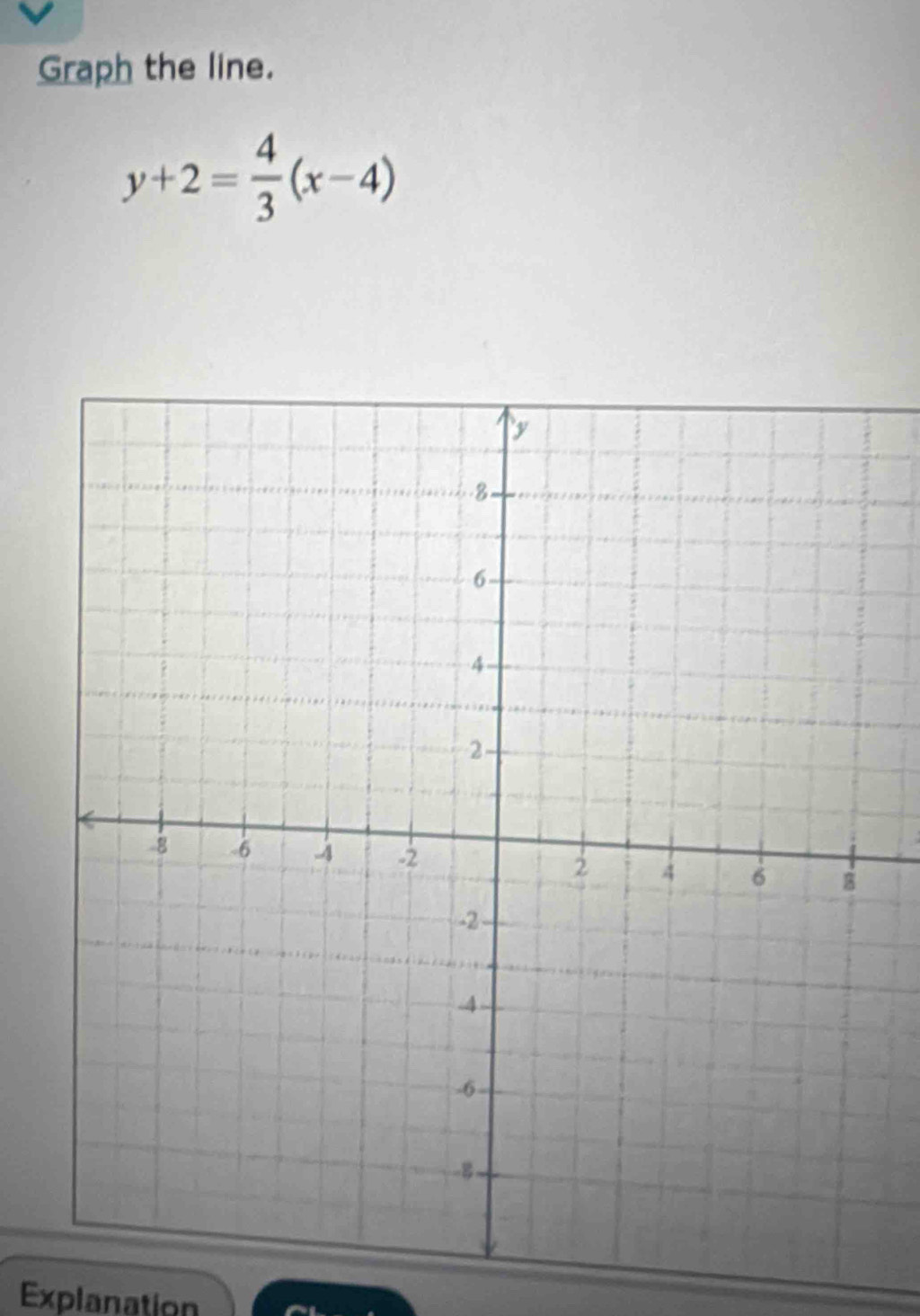 Graph the line.
y+2= 4/3 (x-4)
Explanation