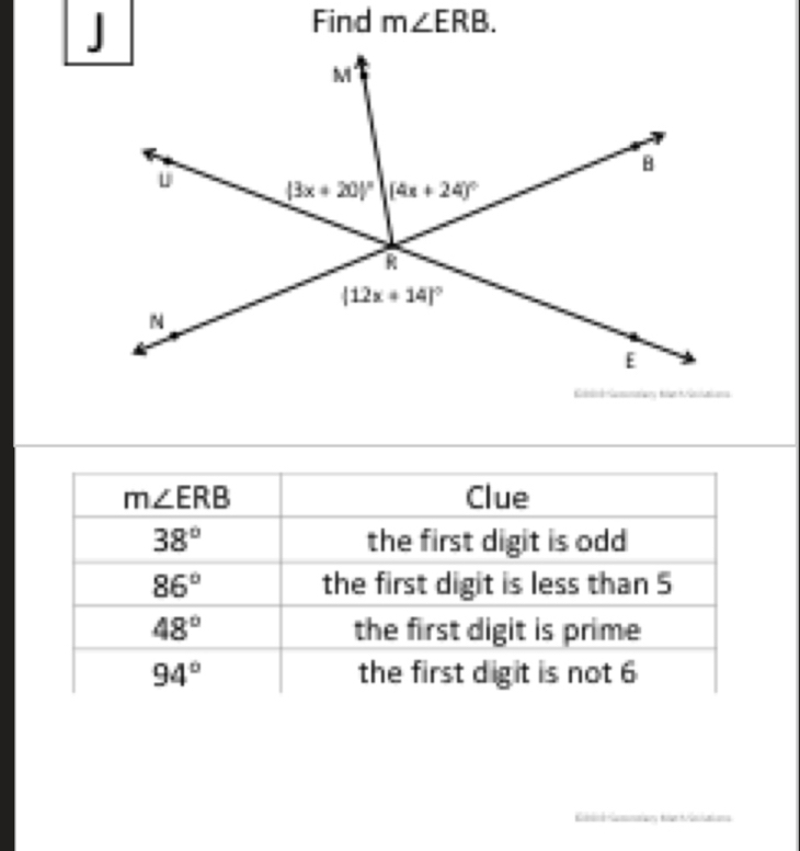 Find m∠ ERB.