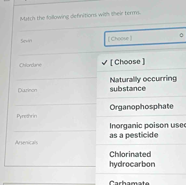 Solved: Match the following defnitions with their terms. Sevin [ Choose ...