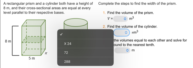 Solved: A rectangular prism and a cylinder both have a height of ...