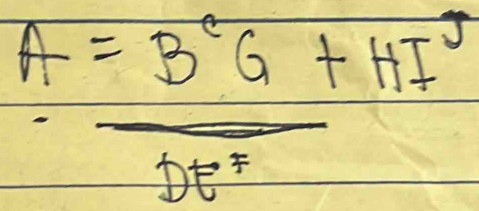 A=frac B°G+HI°