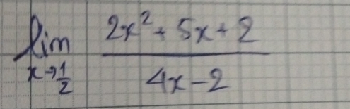 limlimits _xto  1/2  (2x^2+5x+2)/4x-2 