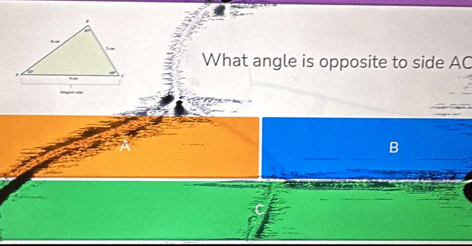 What angle is opposite to side AC