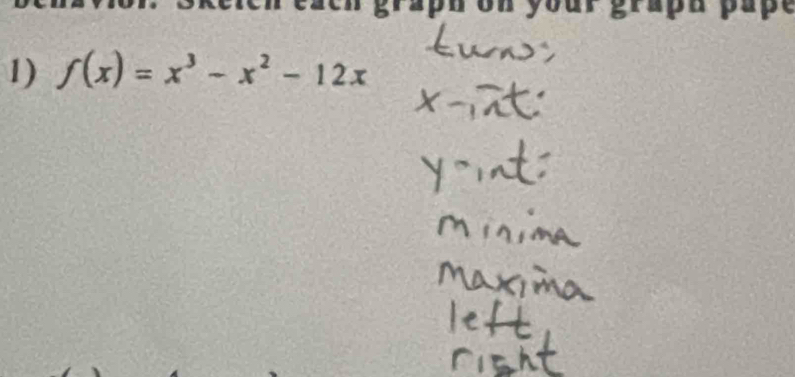 on yo 
1) f(x)=x^3-x^2-12x