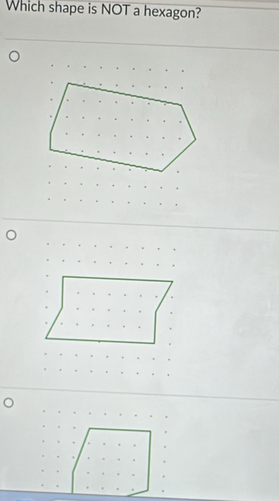 Which shape is NOT a hexagon?