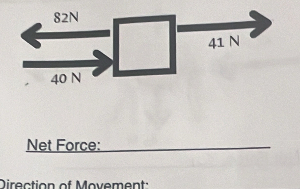 Net Force: 
Direction of Movement: