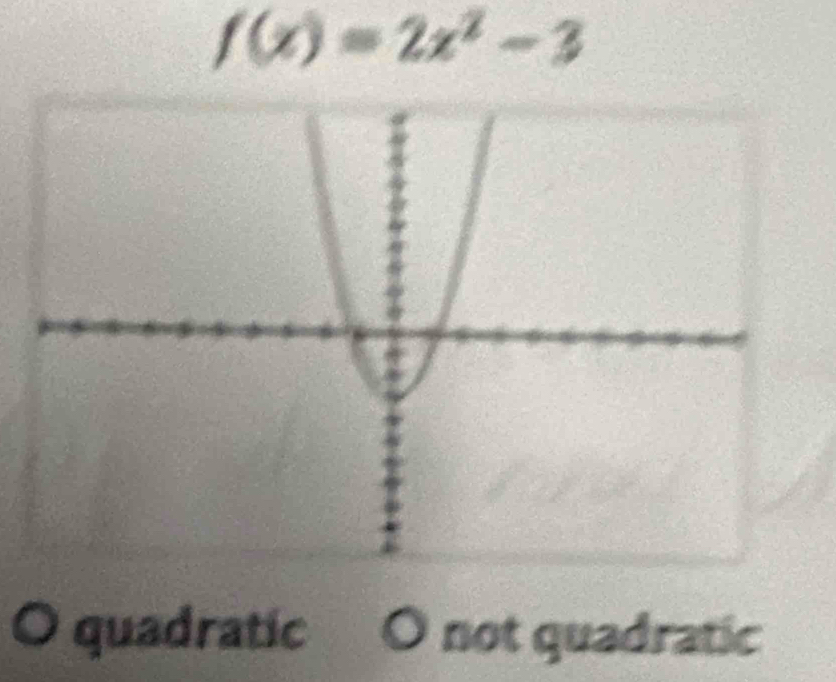 f(x)=2x^2-3
O quadratic O not quadratic