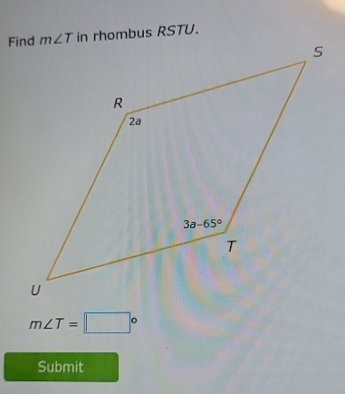 m∠ T=□°
Submit