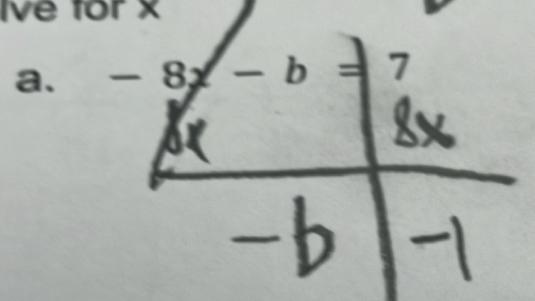 Ive for x
a. - 8x - b = 7