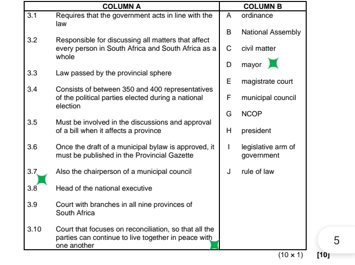 COLUMN A COLUMN B 
5
(10* 1) [10]