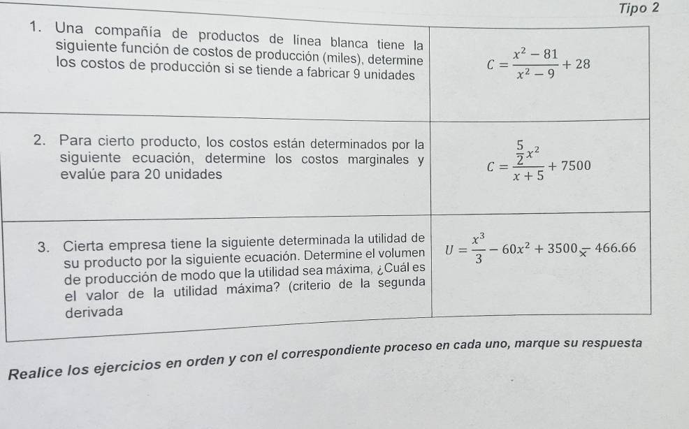 Tipo 2
Realice los ejercicios en or