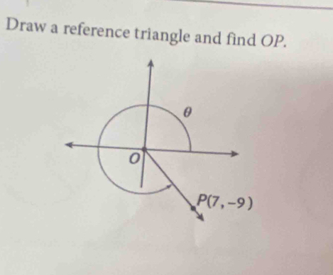 Draw a reference triangle and find OP.