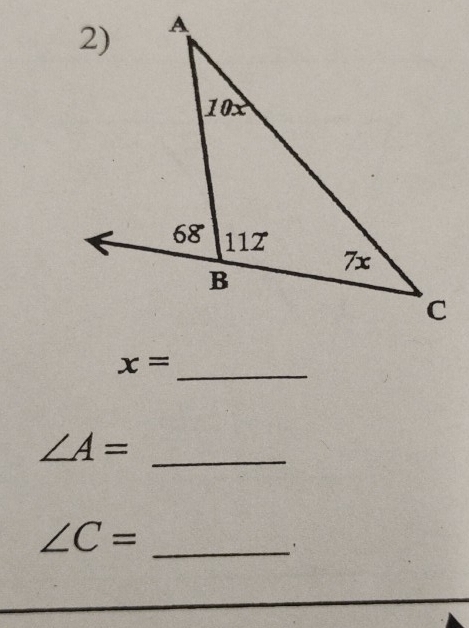 x=
∠ A=
_
∠ C= _