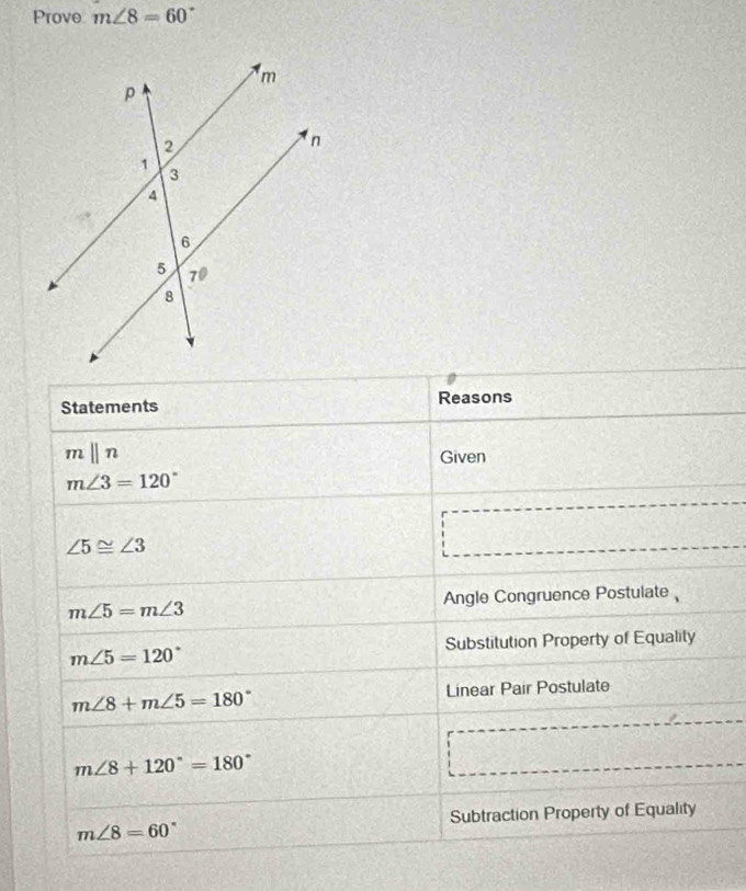 Prove m∠ 8=60°