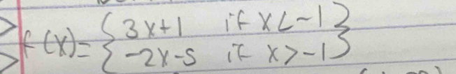 f(x)=beginarrayl 3x+1ifx -1endarray