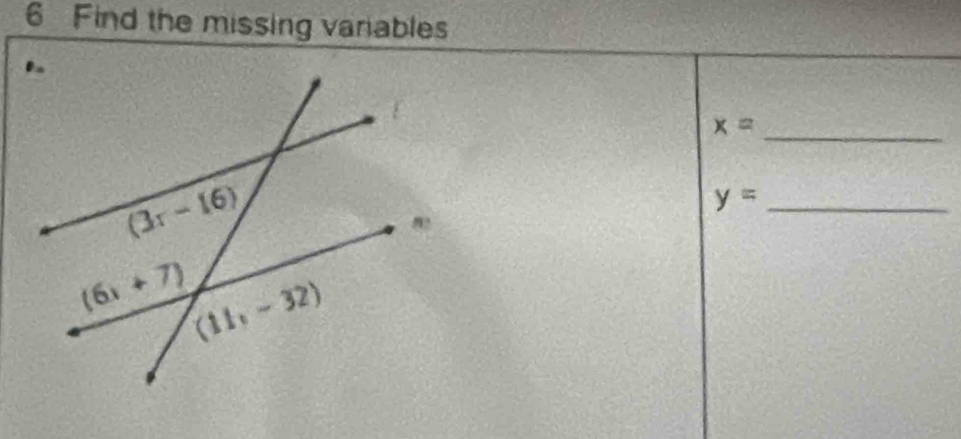 Find the missing varables
x= _
y= _