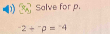 Solve for p.
^-2+^-p=^-4